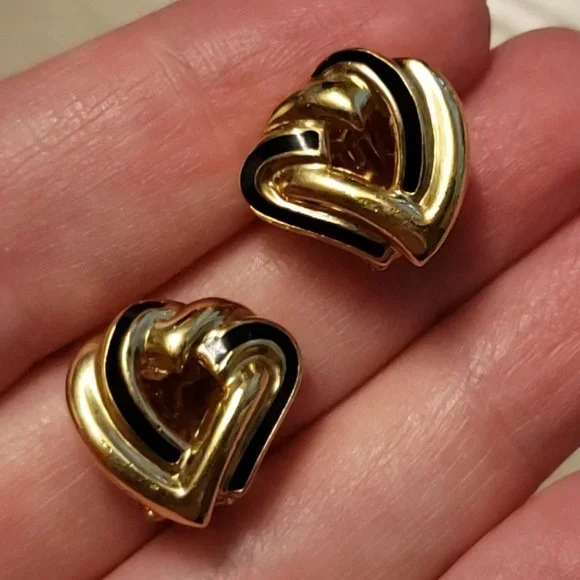 Christian Dior Vintage Heart Double Intertwined Clip-on Earrings